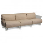 canape pop outdoor 3 places kartell transparent ikon tourterelle