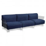 canape pop outdoor 3 places kartell transparent sunbrella bleu