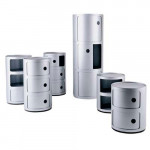 Componibili Meuble de Rangement 2 Elements Design Kartell Argent