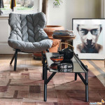 fauteuil foliage noir kartell trevira gris
