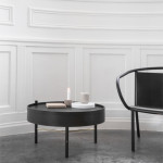 table basse turning menu chene laiton