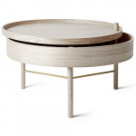 table basse turning menu chene laiton