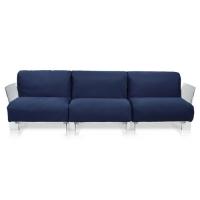 CANAPÉ POP OUTDOOR 3 PLACES DE KARTELL, STRUCTURE TRANSPARENTE / TISSU BLEU 
