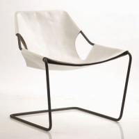 PAULISTANO - FAUTEUIL STRUCTURE CARBONE / ASSISE CUIR BLANC de OBJEKTO
