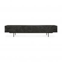 Meuble TV GRAPHIC d'Ethnicraft, L.240 cm, 2 tiroirs / 1 porte abattante, Teck noir