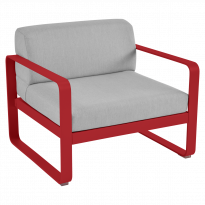 FAUTEUIL BELLEVIE, Coussin gris flanelle, Coquelicot de FERMOB