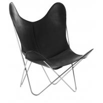 Fauteuil AA de Airborne, Structure Inox marin, cuir Buffalo, 4 coloris