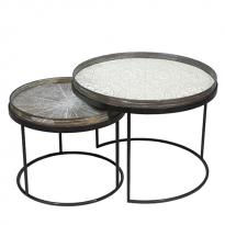 SET DE 2 TABLES BASSES ROUND, H.31/38 d'ETHNICRAFT ACCESSORIES
