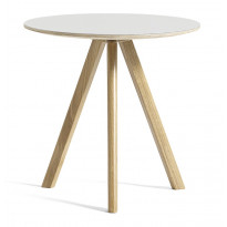 TABLE BASSE Ø.50 CM COPENHAGUE CPH 20, Plateau lino blanc cassé, pieds chêne vernis naturel de HAY