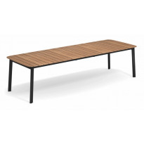 TABLE EXTENSIBLE SHINE, Plateau Teck/ Piétement noir, de EMU