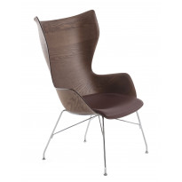 FAUTEUIL K/WOOD, Frêne foncé avec cuir, Noir de KARTELL