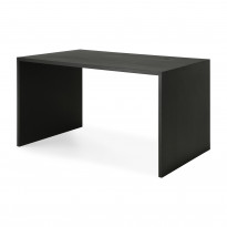 Bureau U - chêne vernis - noir - rectangulaire - avec système de rangement des câbles d