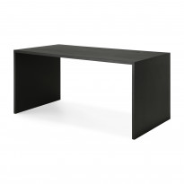 Bureau U - chêne vernis - noir - rectangulaire - avec système de rangement des câbles d
