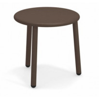 TABLE BASSE EN ALUMINIUM YARD, Ø50 cm, Marron d