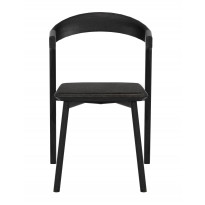 CHAISE BOK EN CHÊNE, Avec revêtement, Cuir noir d