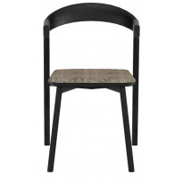 CHAISE BOK EN CHÊNE NOIR, Avec revêtement, Gris d