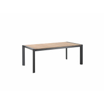 TABLE DE JARDIN GABRA , 202x100, Pieds alu noir, Plateau teck de UAREDESIGN