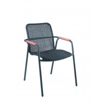 Fauteuil de jardin MARADONA avec insert en teck, Noir