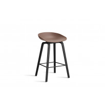 Tabouret AAS32  LOW de Hay, H.64, Pieds en chêne noir, Repose-pieds noir, Soft brick 2.0