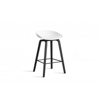 Tabouret AAS32 LOW de Hay, H. 64, Pieds en chêne noir, Repose-pieds noir, White 2.0