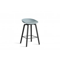 Tabouret AAS32 LOW de Hay, H. 64, Pieds en chêne noir, Repose-pieds noir, Dusty blue 2.0