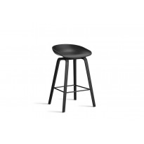 Tabouret AAS32 LOW de Hay, H. 64, Pieds en chêne noir, Repose-pieds noir, Black 2.0