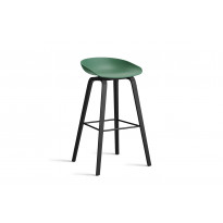 Tabouret AAS32 HIGH de Hay H.74, Pieds en chêne noir, Repose-pieds noir, Teal green 2.0