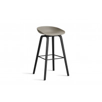 Tabouret AAS32 HIGH de Hay H.74, Pieds en chêne noir, Repose-pieds noir, Khaki 2.0