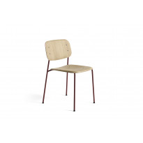 Chaise SOFT EDGE 40 de Hay, Structure rouge, Assise chêne naturel