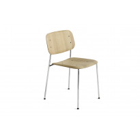 Chaise SOFT EDGE 40 de Hay, Structure chrome, Assise chêne naturel