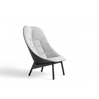 Fauteuil lounge UCHIWA QUILT de Hay, Pieds en chêne teinté noir, Tissu Hallingdal 126 / Arrière Sierra SI1001