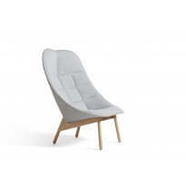 Fauteuil lounge UCHIWA QUILT de Hay, Pieds en chêne vernis naturel, Mode 002 / Remix 123 