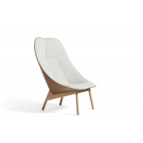 Fauteuil lounge UCHIWA QUILT de Hay, Pieds en chêne vernis naturel, Mode 009 / Sense nougat