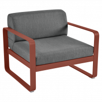 Fauteuil BELLEVIE de Fermob, coussin gris graphite, Ocre rouge