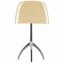 LAMPE A POSER  LUMIERE GRANDE AVEC VARIATEUR, Pied Aluminium, Diffuseur Blanc chaud de FOSCARINI