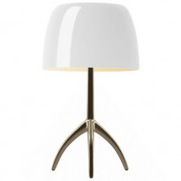 LAMPE A POSER LUMIERE PICCOLA ON/OFF, Pied Champagne, Diffuseur Blanc de FOSCARINI