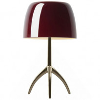 LAMPE A POSER LUMIERE PICCOLA ON/OFF, Pied Champagne, Diffuseur Cerise de FOSCARINI