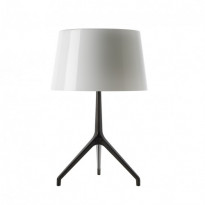 LAMPE A POSER LUMIERE XXS, Pied Chrome Noir, Diffuseur Blanc de FOSCARINI