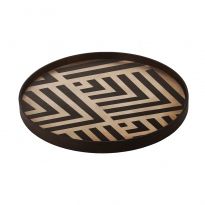 PLATEAU GRAPHITE CHEVRON MINI, Marron foncé et beige d