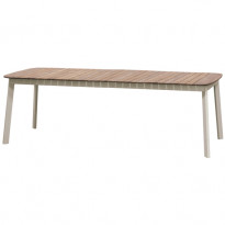 TABLE EXTENSIBLE SHINE, Plateau teck / Piétement Tourterelle de EMU