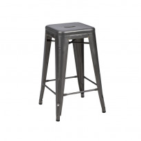 TABOURET HAUT ACIER BRUT, H.60, Verni gris lasuré de TOLIX