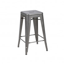 TABOURET HAUT ACIER BRUT, H.70, Verni brillant de TOLIX