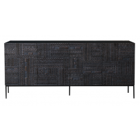 BUFFET ANCESTORS TABWA, L.200 cm, 4 portes, Noir d