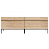 BUFFET LIGNA, Pied métal noir, 4 portes, Chêne d