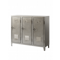Vestiaire casier B3 de Tolix, 3 casiers, Brut vernis