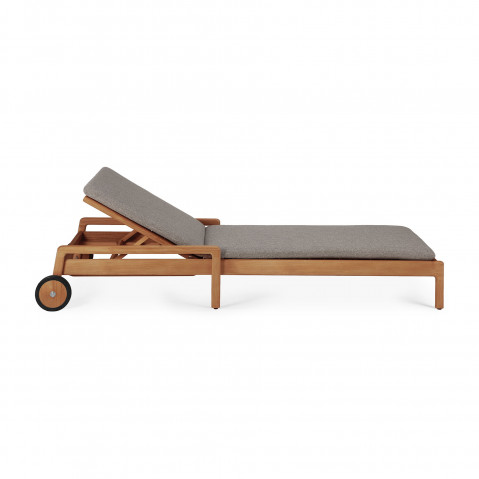 Chaise longue de Jardin ajustable Jack - Teck - tissu fin Mocha