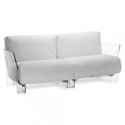canape pop outdoor 2 places kartell transparent ikon blanc