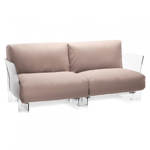 canape pop outdoor 2 places kartell transparent sunbrella tourterelle