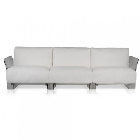 canape pop outdoor 3 places kartell transparent ikon blanc