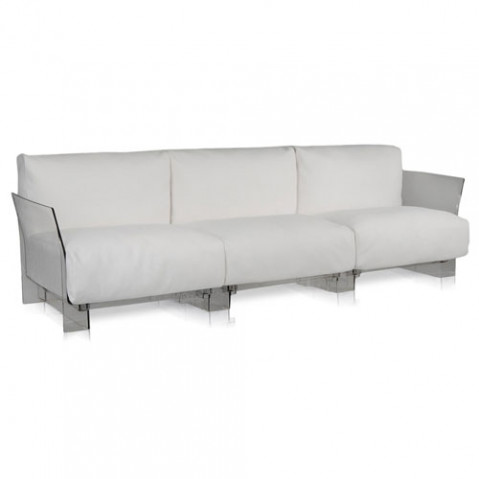 canape pop outdoor 3 places kartell transparent ikon blanc